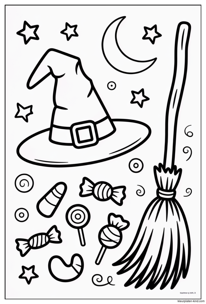 halloween-kleurplaat-met-een-heksenhoed-snoepjes-en-een-bezemsteel-10599c17-4165-4201-a37d-942589526c00.png