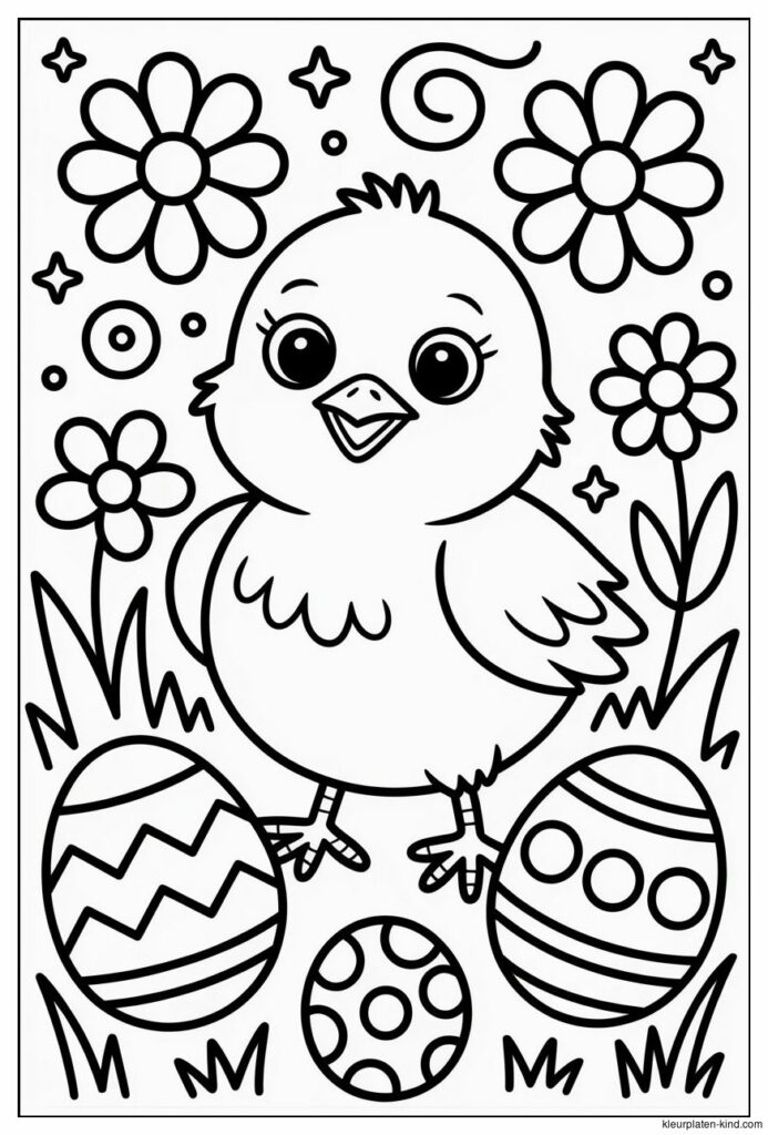 kleurplaat-waarin-een-kuiken-met-bloemen-en-paaseitjes-zit-25ff9824-2ca9-450e-8967-90c4e8550c4c.png