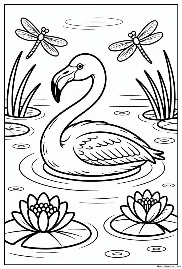flamingo-die-tussen-waterlelies-en-libellen-zwemt-f80c702c-181e-48e6-ae9e-5673a0463ffc.png