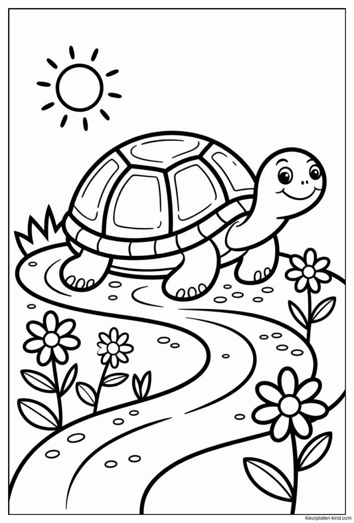 schattige-schildpad-die-langzaam-over-een-zandpad-kruipt-met-bloemen-eromheen-9b3de9fa-9a9d-4012-916e-7f163a56e3fd.jpeg