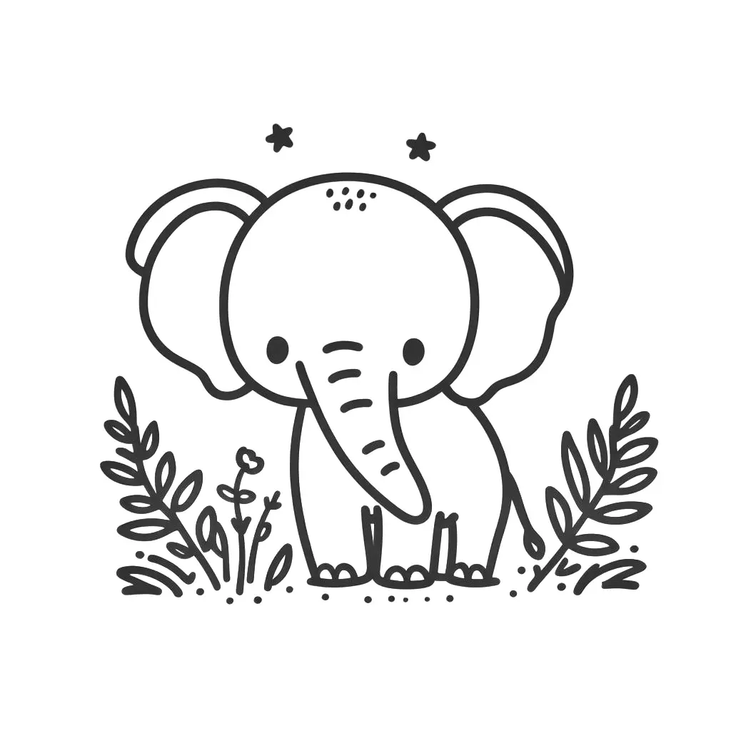 mooi-kawaii-gratis-schattig-kleurplaten-olifant.webp