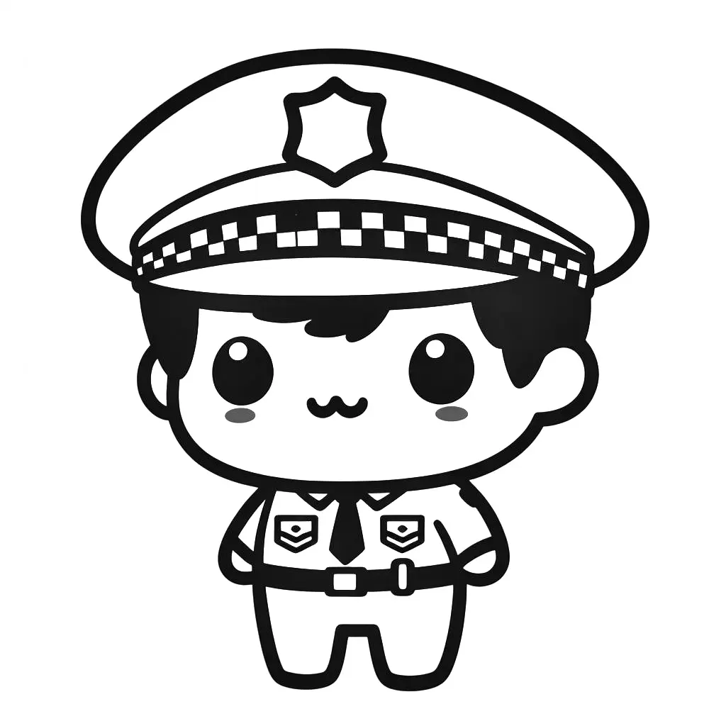kleurplaten-kawaii-mooi-politie-downloaden-afdrukken.webp